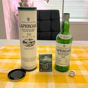 Laphroaig Collectible Empty Scotch Whisky 750ml Bottle with Brochure & Tube Case